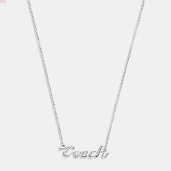 Coach Script Logo Silver Necklace - Picture 6 of 6